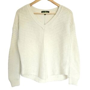 Sam Edelman cream ribbed V-neck‎ sweater